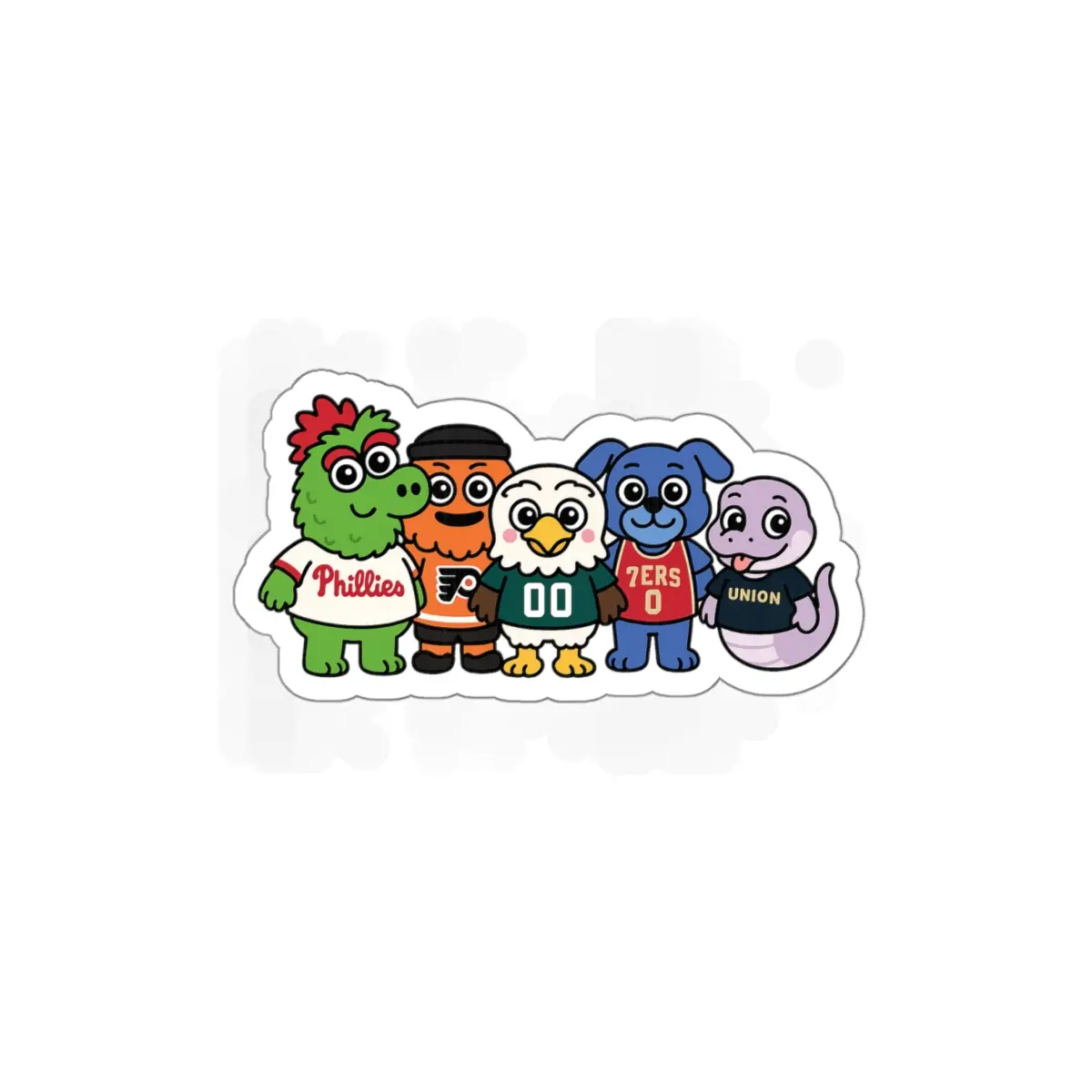 Cute Philly Sports Die-Cut Stickers - Baby Phanatic, Gritty, Phang, Swoop & Franklin - Team Pride, Mascot Decals