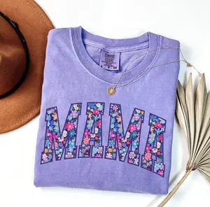 Comfort Color/Gildan Mama Shirt, Floral Mom Spring Tee, Trendy Mom Tshirt, Women's Flower Mama Shirt, Spring Pregnancy Reveal Gift for New Mom