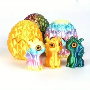 3D Printed Colorful Dinosaur Dragon Egg Set, 3D Opening Flip Lid, Multi-Color Modern Collectible Figurines, Home Decor Decoration, New Year Gift Idea