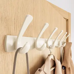 Wall-Mounted Coat Rack with Hooks No-Drill Required Strong Load-Bearing Organiser for Hanging Clothes and Hats Hangers for Clothes Behind-the-Door Home Improvement Storage Solution