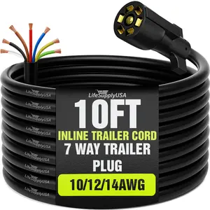 7 Pin Trailer Wiring Harness with Junction Box Heavy Duty 7 Way Trailer Plug, Waterproof 7 Wire Cable, Universal Trailer Wire Kit for RVs, Campers, Trailers by LifeSupplyUSA