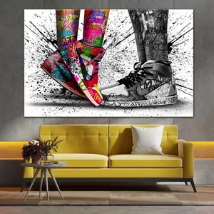 Shoes Graffiti Decor, Loving Shoes Decoration, Living Room Wall Art, Love Graffiti Print, Art Decor Home