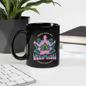 Weed Vibes Black Glossy Mug