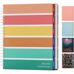 Hardcover Teacher Lesson Planner 2025-2026 Academic Year Calendar, Aug 2025 - Jul 2026, Weekly & Monthly Lesson Book for Teachers 25-26 Homeschool Planner with Pocket, Color Tabs