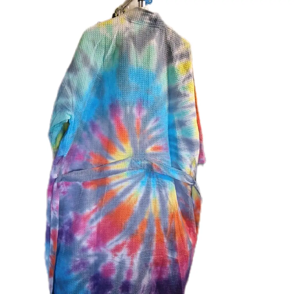 One Size Fits Most Stormy Rainbow Spiral Tiedye Bathrobe 0270 Loungewear Nightwear Comfort Long Sleeve