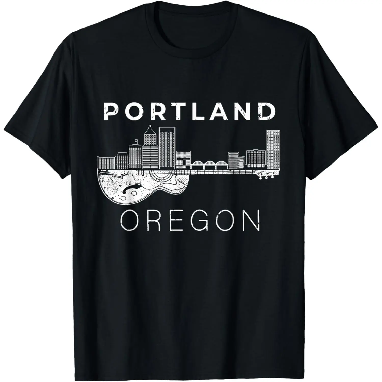 Portland Souvenir Men Oregon Lover Music Guitar T-Shirt,Made in USA