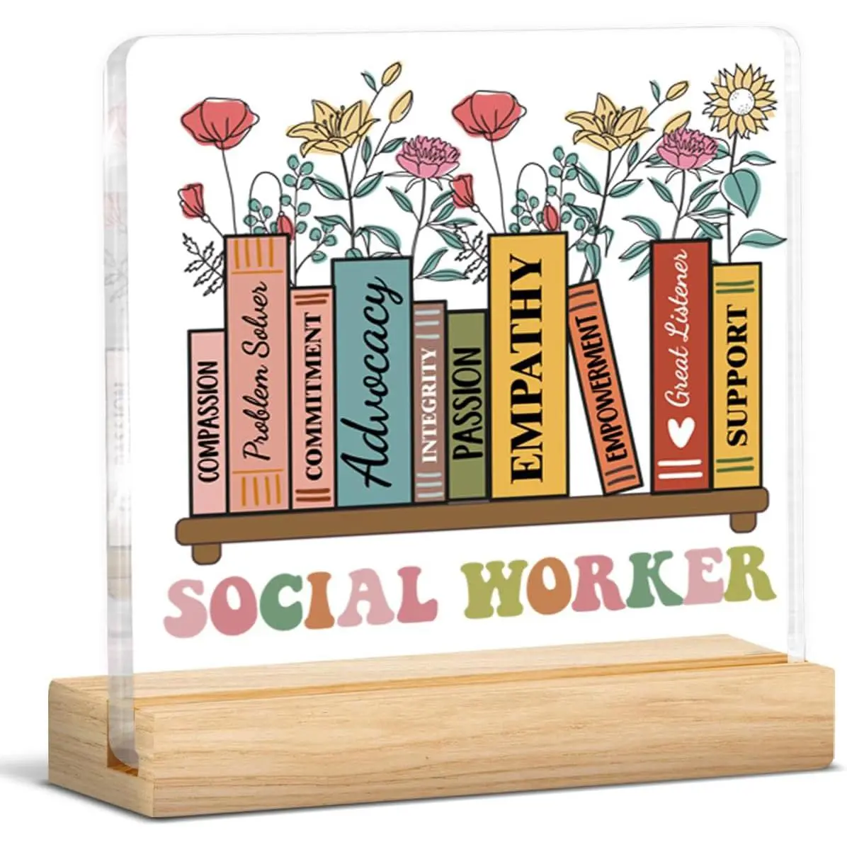 Social Worker Gifts for Women, Acrylic Desk Plaque Decorative Sign, Motivational Plaque for Home Office Decor, Graduation Gift for Social Worker Appreciation, Home Office Decoration