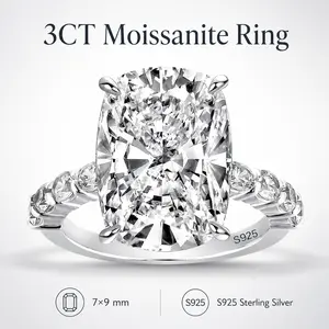 3CT Elongated Cushion Cut Moissanite Engagement Ring, S925 Sterling Silver Gold Plated, D Color VVS1 Promise Ring for Women ray engagement ring