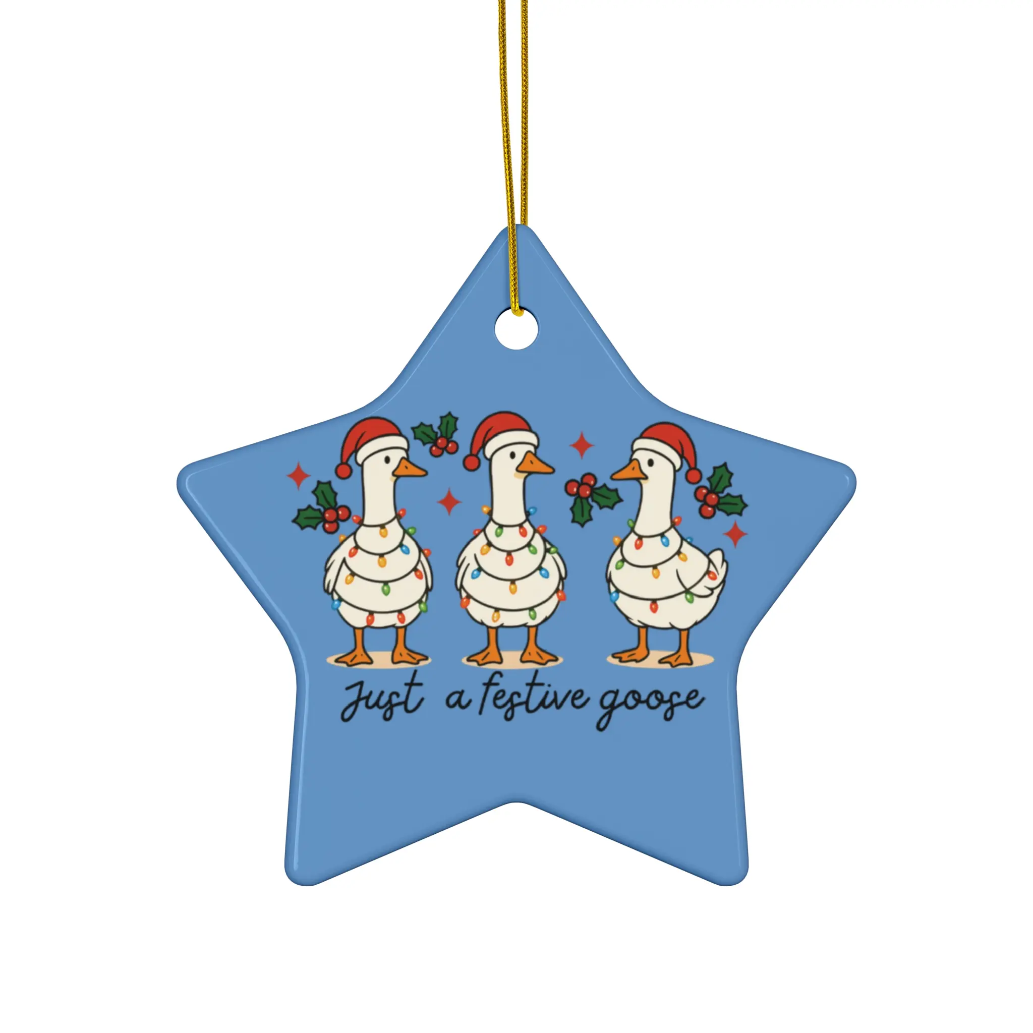 Ceramic Ornament, Festive Goose Ornament, Holiday Decoration, Christmas Gift, Ornament, Tree Ornament, Christmas Lights, Goose, Geese, Vintage Goose
