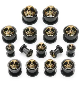 Canine Skull Black PVD Stainless Steel Tunnel Plugs Canine Skull Black PVD Stainless Steel Tunnel Plugs