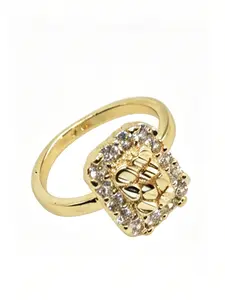 14k Square Zircon Nugget Ring, Geometric Design Ring, Women's Commuter Jewelry, Anniversary Gift, Daily Luxury Accessory, Elegant Design
