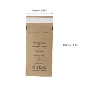 BAGDINI Essential 100Pcs Self-Sealing Kraft Paper Sterilizer Pouches 75mm x 150mm for Nail Tools & Supplies Durable Heat-Resistant for Salons & Professionals