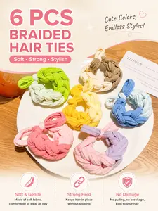 6-Pack Colorful Hair Ties Set, Scrunchies, Elastic Rubber Bands for Daily Styling, Comfortable Non-Slip Design, High Stretch for All Hair Types