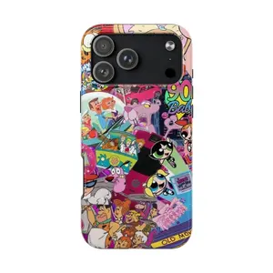 90s Cartoon Nostalgia - Retro Collage Phone Case Vintage Cartoon Network & Nickelodeon Characters Colorful Throwback Cover for iPhone 17 16 15 14 13 12 11 SE Max Pro