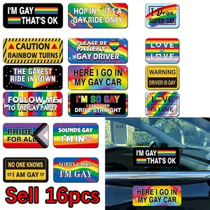 16 PCS/Set Funny Gay Pride Car Stickers, Waterproof Self-Adhesive Decorations, Perfect for LGBT Parade, Refrigerator, Truck Decor, Truck Decals, Prank Novelty Gifts, Great Presents for Friends