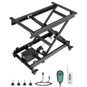 VEVOR Electric Lift Table, 330 lbs Capacity Single Scissor Lift Table, 8 - 28 in Height Adjustable Lifting Platform, Coffee Table lift with 4 Wheels, for Material Handling and Transportation, Black