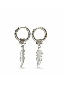 Feather Pendant Coil Earrings, Easy to Wear, Secure Fit, Suitable for Most Ear Shapes, Unisex Design, Durable and Comfortable