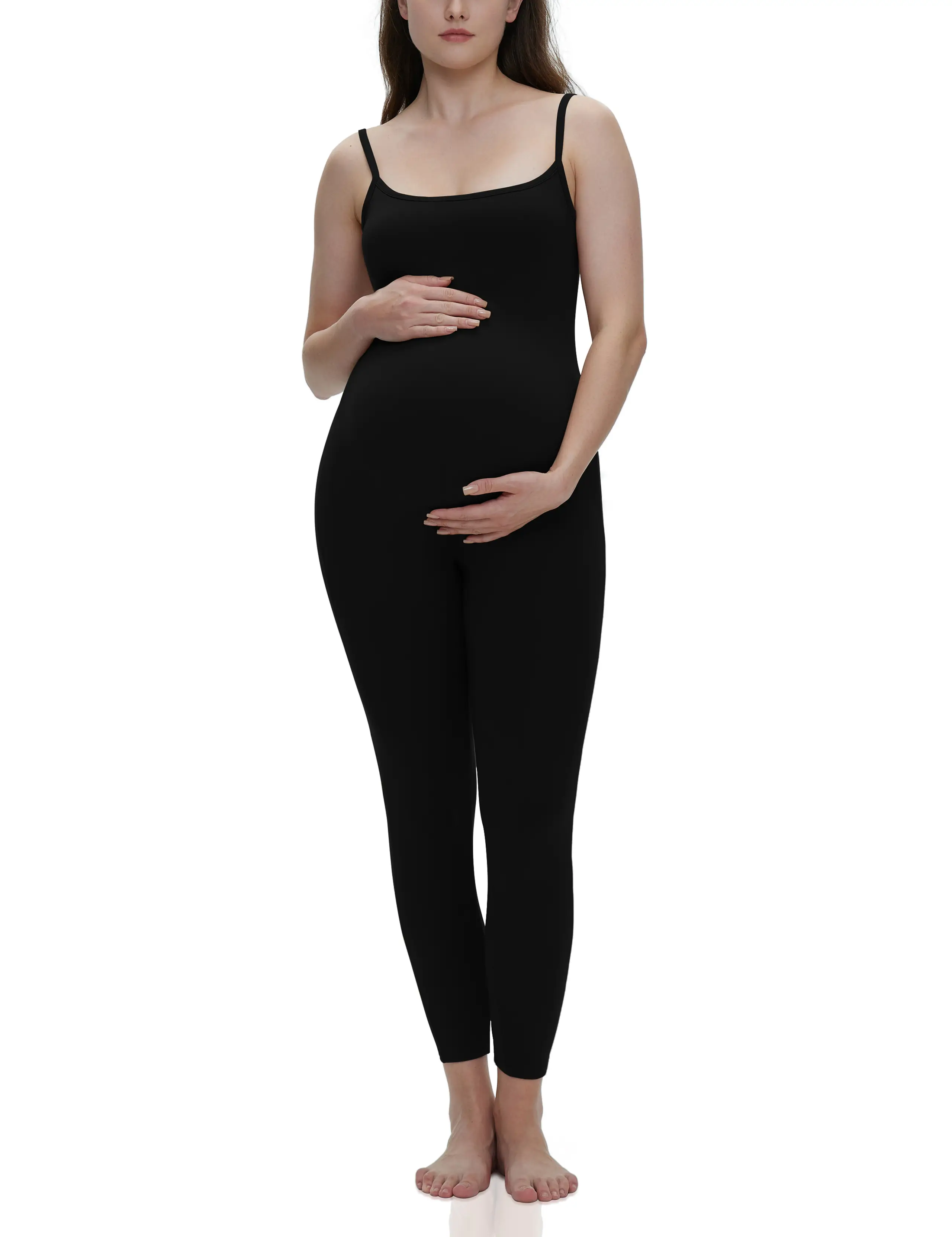 POSHDIVAH Women's Maternity Bodysuit Spaghetti Straps Sleeveless Tank Tops Leggings Jumpsuit Pregnancy Romper