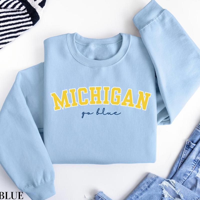 University of Michigan Shirt, Wolverine Crewneck, Go Blue Sweater, Michigan Football Crewneck, College Game Day, Varsity Crewneck, Shirt YS5