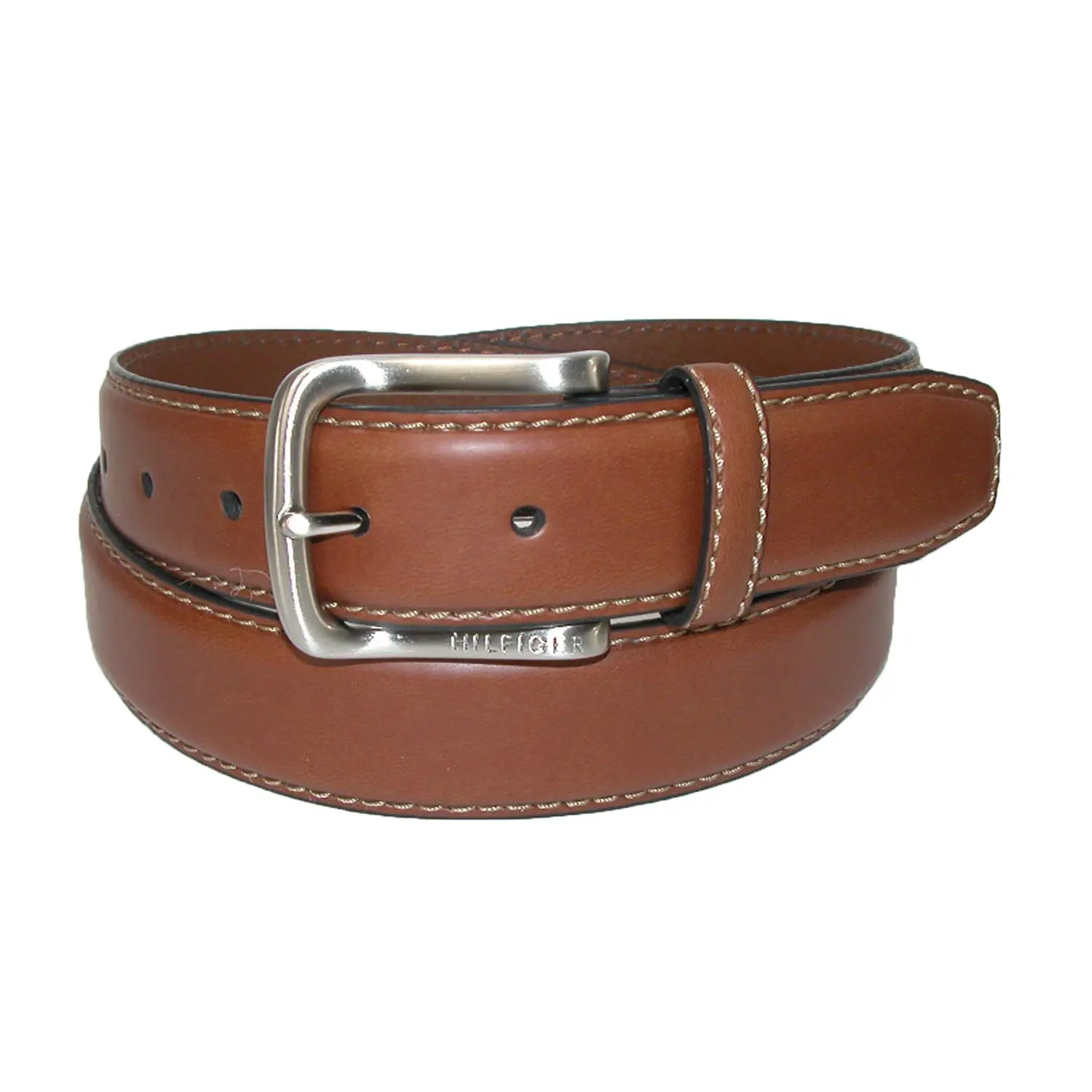 Tommy Hilfiger Men's Harness Buckle 35mm Stiched Edge Belt, Casual And Jean Belts