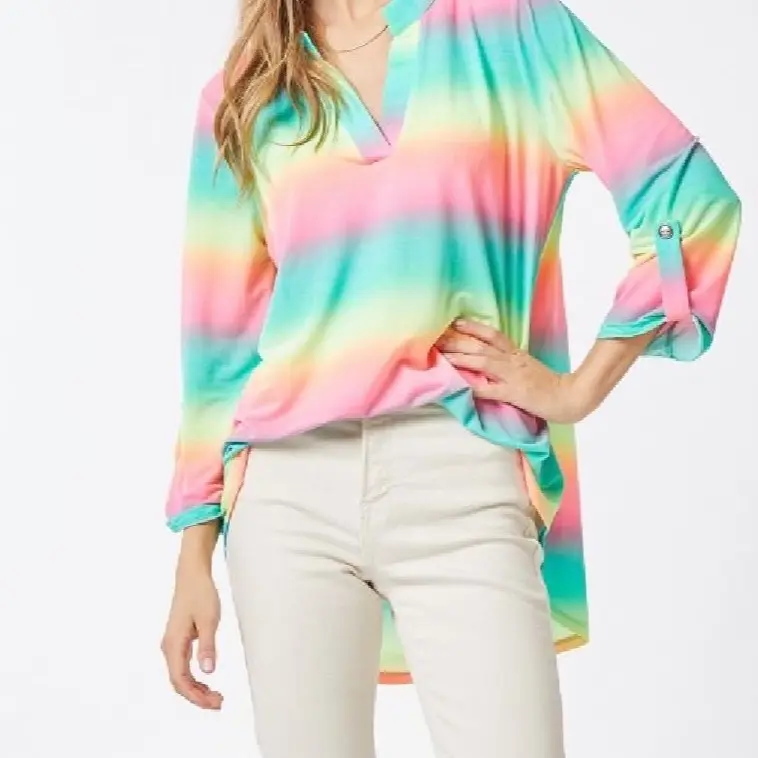 Dear Scarlett Lizzy Top 3/4 Sleeve Multi C0064