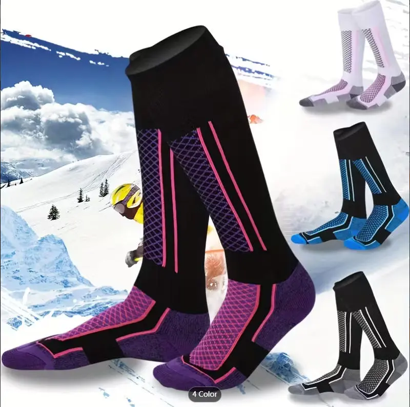 Unisex Thick Warm Long Breathable Athletic Ski Socks for Adults - 1 Pair for Winter Hiking & Sports