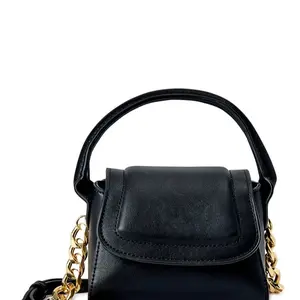 Scoop Women's Mini Structured Bag Black with Gold Chain Detailing and Handle Design