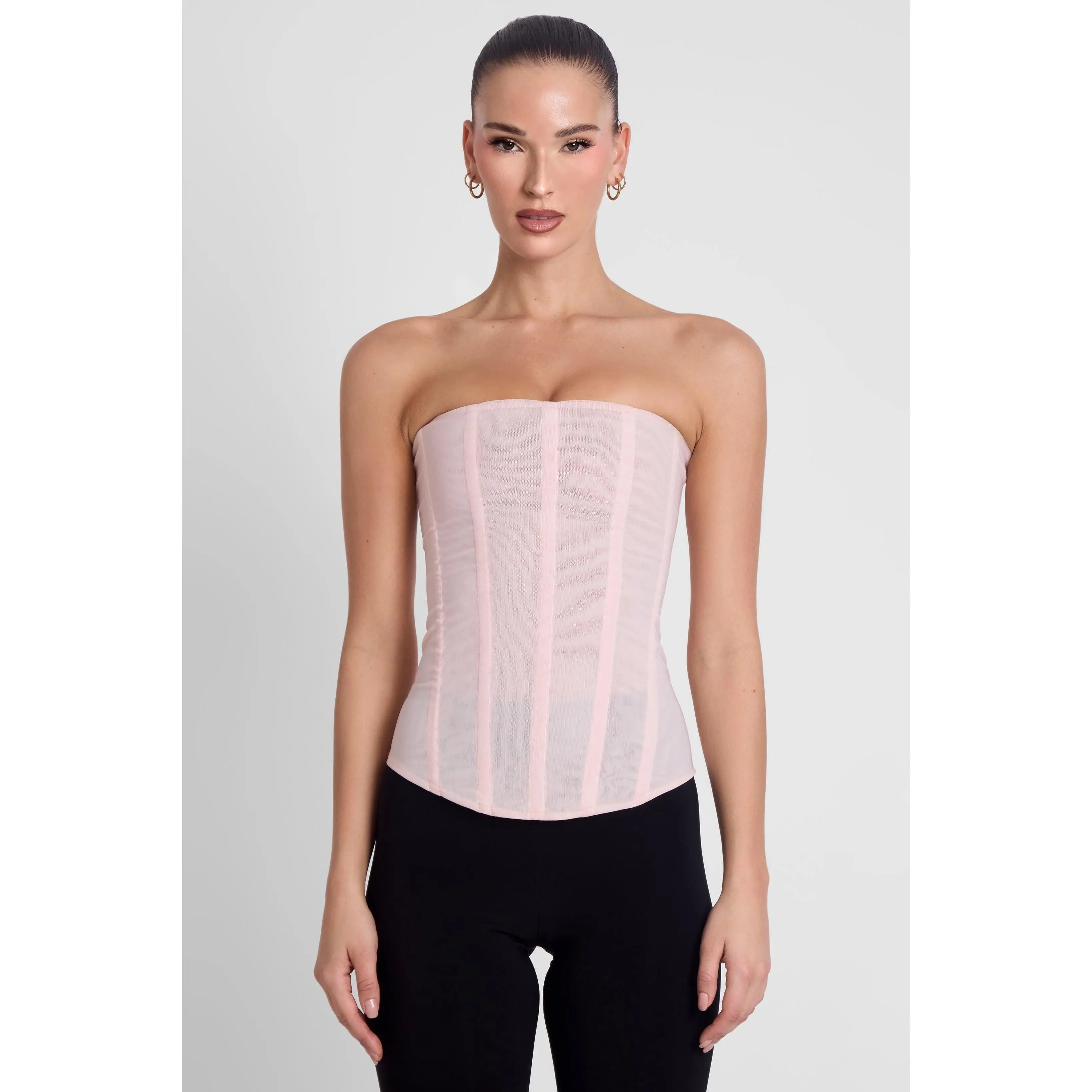 Muse Mesh Corset Top - Pink