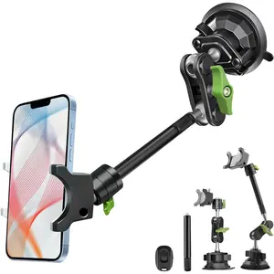 Suction Cup  Phone Mount, 12 in Heavy Duty Metal Cell Phone Holder for Windshield, 360? Rotation Vacuum Magic Arm for  All Smartphone &