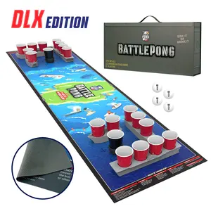 BattlePong™ DLX Edition - Ultimate Tabletop Party Game with 6 Battleships, 2 Sea Mines, 22 Cups, 4 Pong Balls, Neoprene Mat, Carry Bag & Storage Box for Epic Ship Sinking Strategy