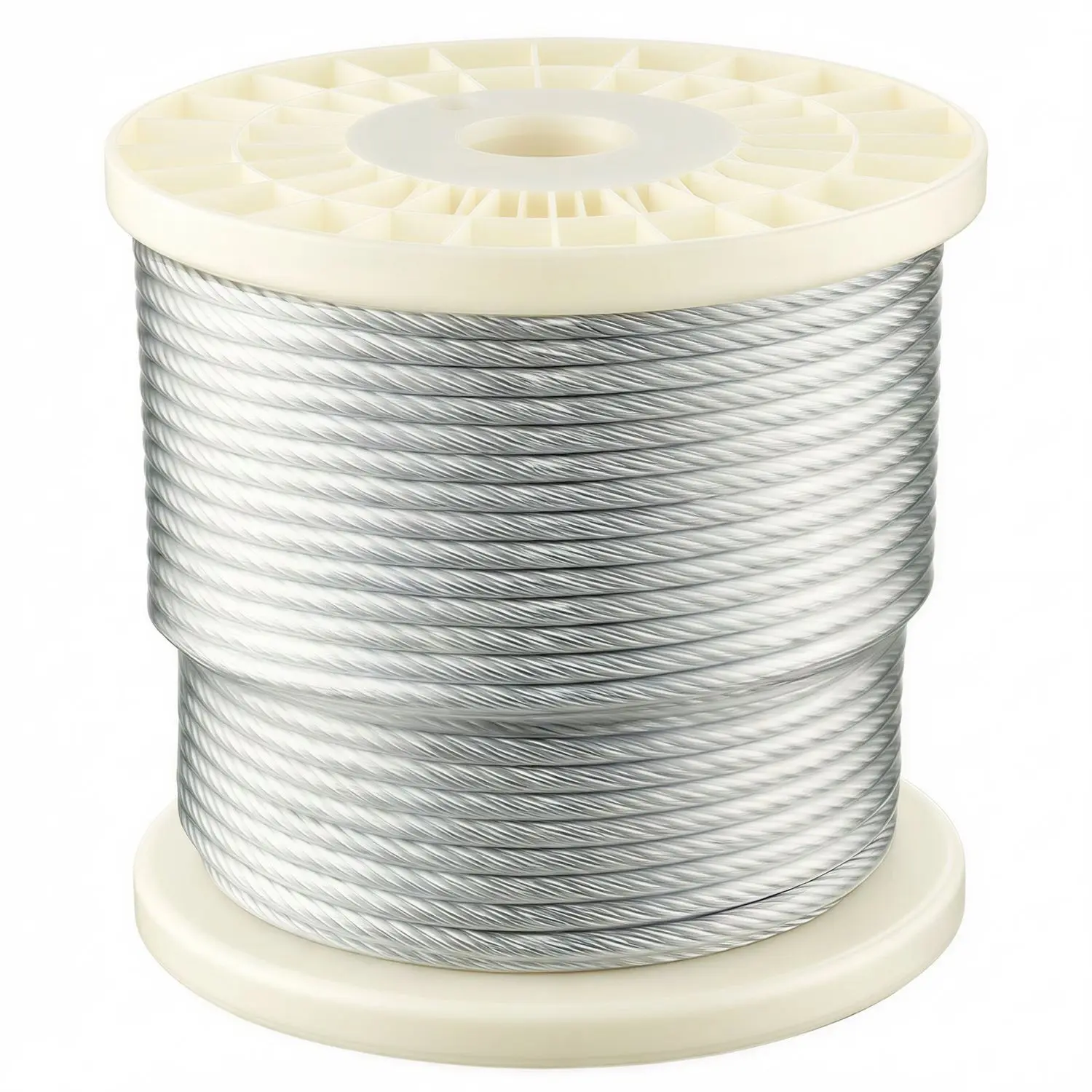 VEVOR 1/4 in x 250 ft Zinc Galvanized Carbon Steel Wire Rope, 7x19 Strands, 7000 lbs Breaking Strength, Abrasion & Corrosion Resistant Cable with Gloves, Diy-Friendly Install for Deck Railing, Garden Fencing, Clotheslines, String Lights Hangs