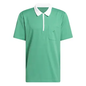 adidas Mens Essentials Quarter-Zip Short Sleeve Shirt Casual Tops Casual - Green
