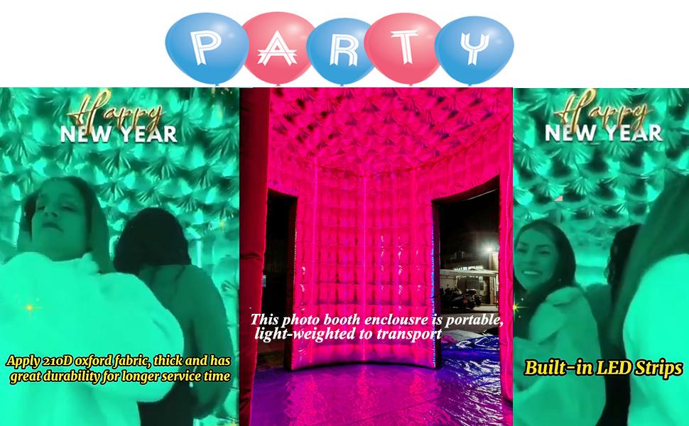 SAYOK 10ft Diameter Round Inflatable LED 360 Photo Booth Enclosure with LED Lights & Blower, 360 Photo Booth Backdrop for Wedding, Party, Birthday, Exhibition