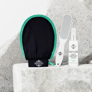 Dermasuri Moroccan Mint Foot Scrub Set & Body Scrub Glove Bundle for Exfoliating and Softening Rough Feet & Body