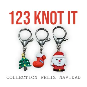 Collection Feliz Navidad Stitch Marker Set of 3 with Large Clasps