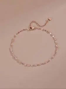 Women's Stainless Steel Beach Anklet, Rose Lip Design Jewelry, Fashion Simple Style Foot Chain Accessory for Women