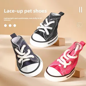 Pet dog denim canvas shoes breathable and comfortable casual sports shoes non-slip and wear-resistant cat shoes