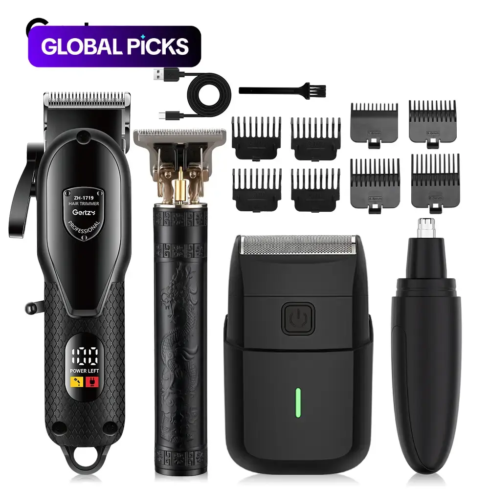 Professional Cordless Hair Clipper & Beard Trimmer Set for Men, Rechargeable Grooming Kit, Rechargeable Cordless Trimmers, Cordless Hair Cutting, Travel-Friendly, High-Quality Design for Home or Barber Use #GLOBAL PICKS