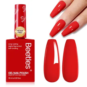 Beetles Red Gel Nail Polish 15ml 0.51 FL.OZ Christmas Red Pink White Blue Green Color Soak Off U V LED Gel Polish Nail Art Design Manicure Salon DIY Gel Home