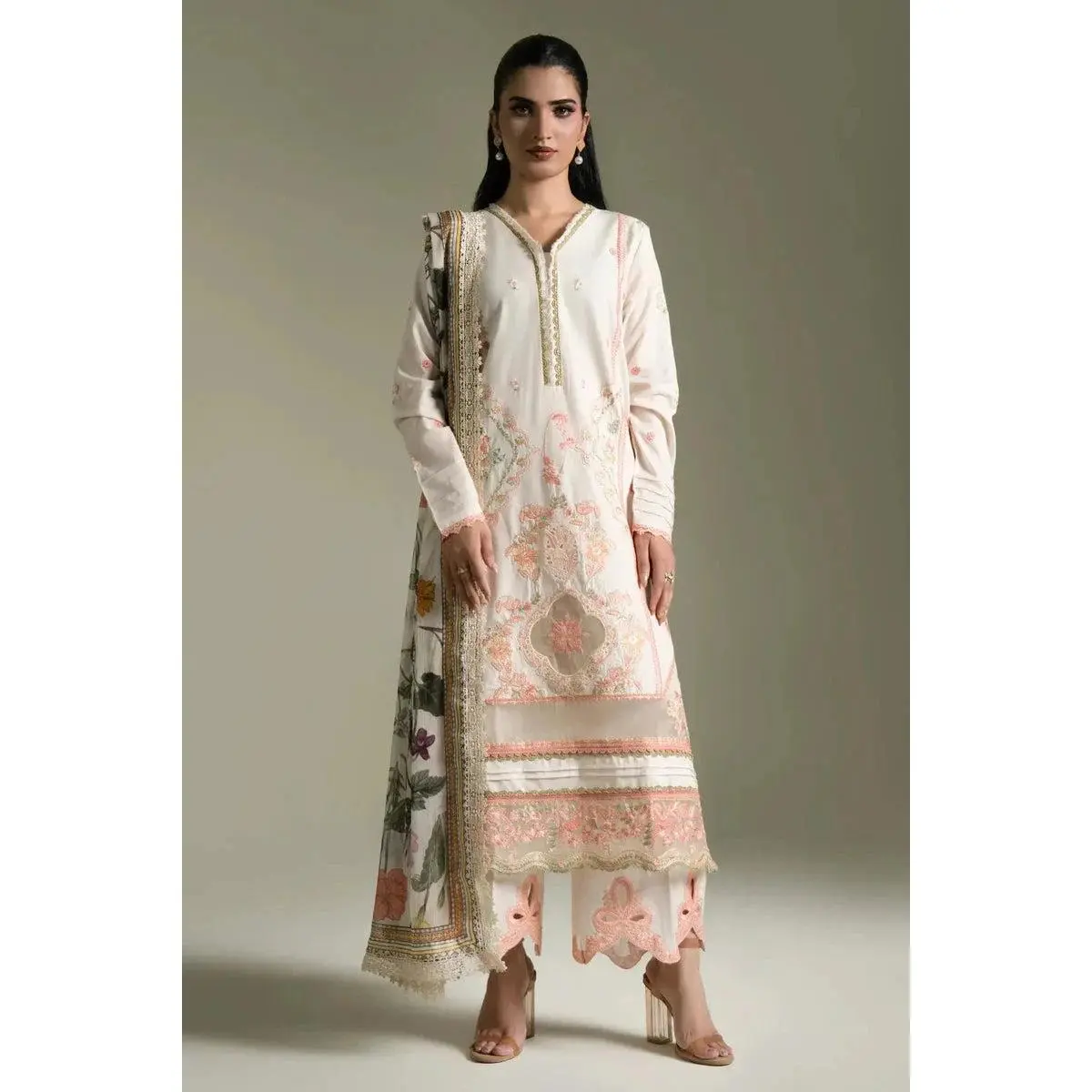 3PC Embroidered stitched Lawn Suit | KCE-4216