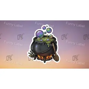 Bubbling Brew Glow-in-the-Dark Witch's Cauldron Sticker