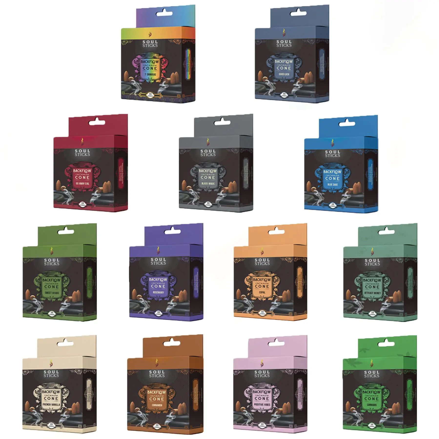 Soul Sticks, Backflow Cones (4 PK) - You Choose Your Scent! Air Fragrance Diffuser Woody Aroma