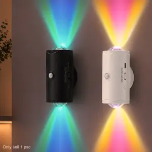 LED Wireless Wall Sconce,7 Colors Changing Motion Sensor Light Indoor,1500mAh USB Rechargeable Battery Operated Wall Light for Bedroom,Bedside,Hallway,Stair,Doorway,Porch