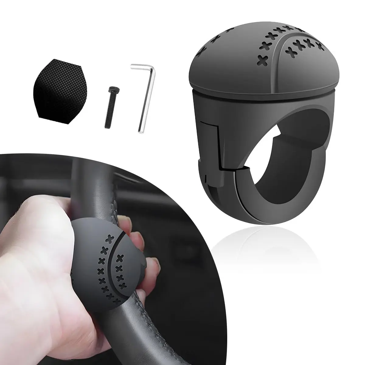 Steering Wheel Spinner Knob, Durable Silicone Booster with Anti-Slip Grip, 360-Degree Rotation for Enhanced Control, Universal Fit for Cars & Trucks