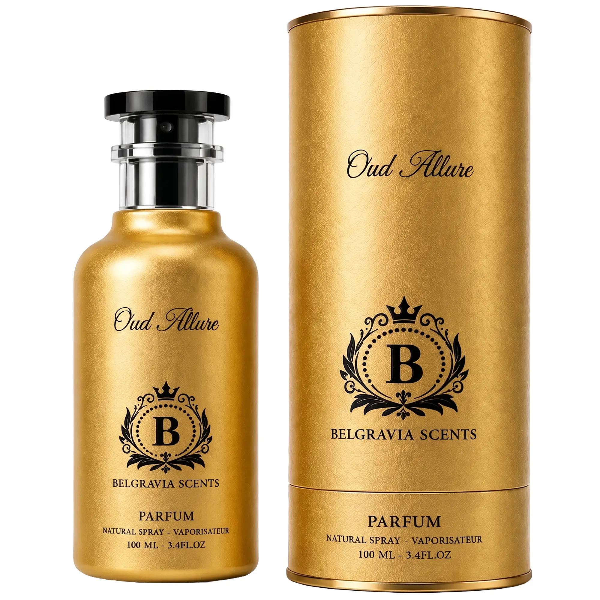 Belgravia Scents Oud Allure Unisex Eau De Parfum 100ml (3.4 oz) - Long-Lasting Fragrance For Men & Women Premium Oil-Based Saffron & Agarwood Cologne With Oud & Rose Luxury Arabian Perfume EDP