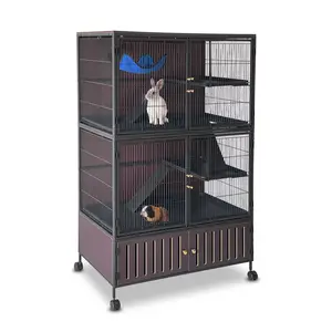 Large 36" 5-Tier Metal Small Animal Cage on Wheels – Multi-Level Habitat, Secure Lockable Doors, Removable Ramps & Tray, Hammock – appropriate for Ferrets, Chinchillas, Guinea Pigs, Rats, Rabbits – Indoor Pet Enclosure