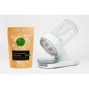 Starter Bundle: Organic High-Glucoraphanin Salad Mix Sprouting Seeds + Sprouter – Microgreens Grow Kit from The Sprouting Company