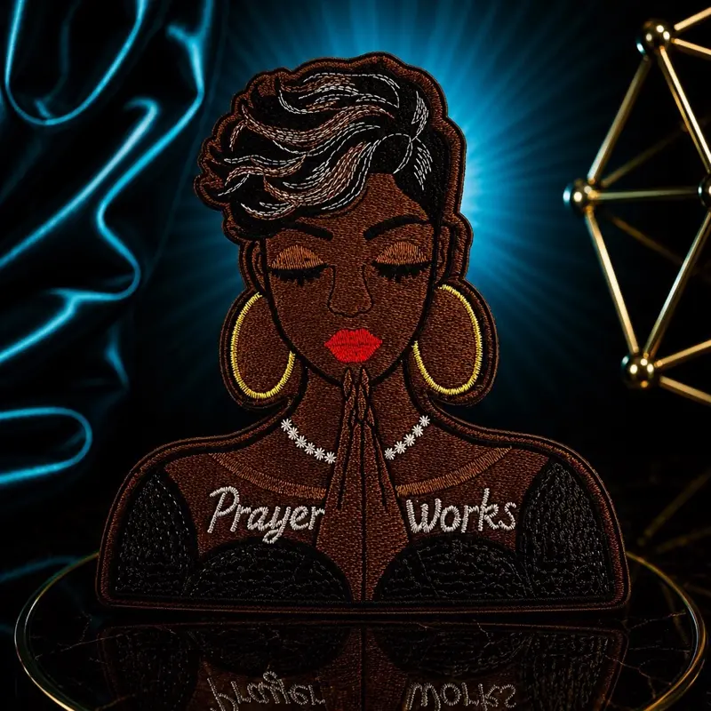 Women's Iron-On Prayer Embroidery Patch - Sewing & Applique Embellishment Supply for Tops, Piece-Style Garments, All Ages