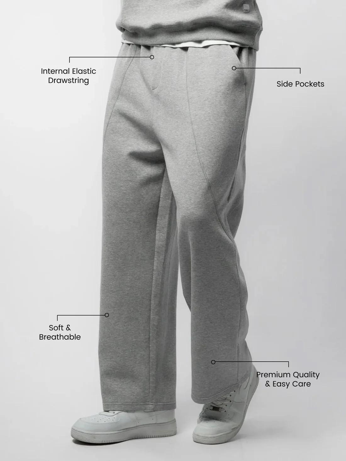 Fioboc Men‘s CozySpacer Fall Drawstring Wide Leg Pants Curved Design