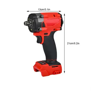 Impact Wrench for 18V Battery - Brushless Motor, Red ABS, 3-in-1 Impact Wrench